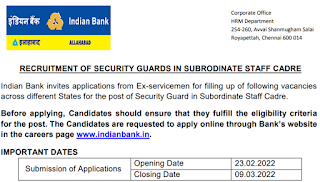 Indian Bank Jobs: Indian Bank Jobs Online Applications are closing 9 March 2022 On indianbank.in