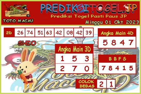 Prediksi Toto Macau JP Minggu 01 Oktober 2023