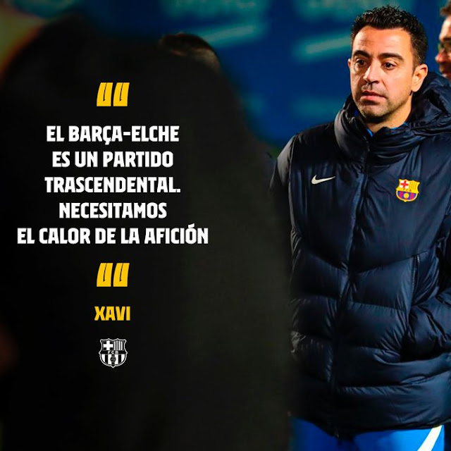𝗖𝘂𝗹𝗲𝗿𝘀, el mensaje de Xavi para el Barça-Elche