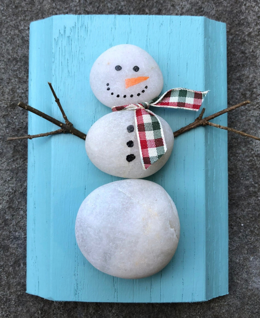 Snowman made with Beach Stones