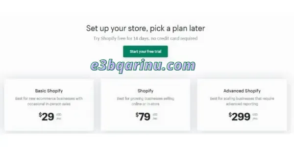 أسعار بناء متجر على Shopify