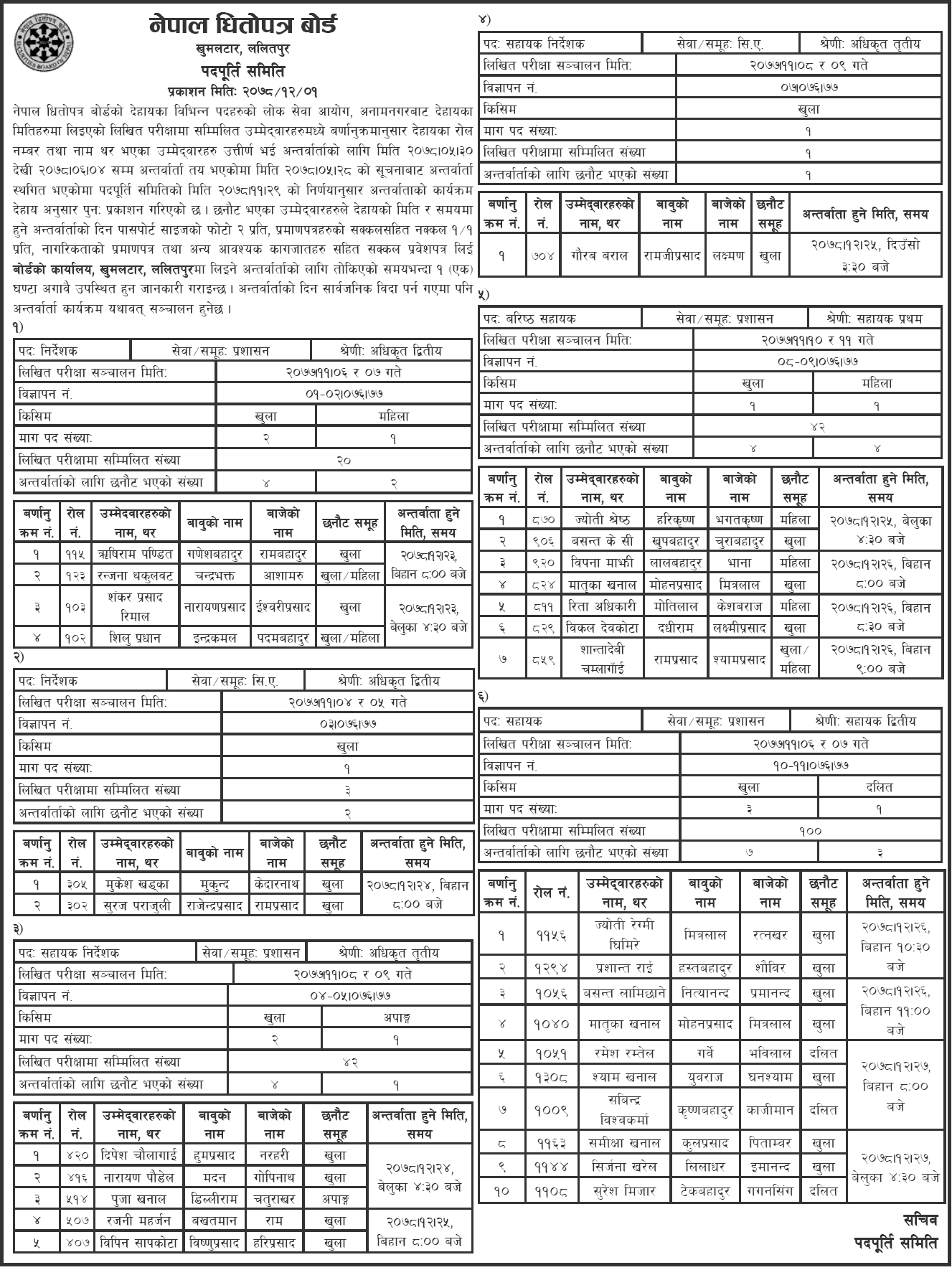 SEBON Written Exam Result and Interview Date