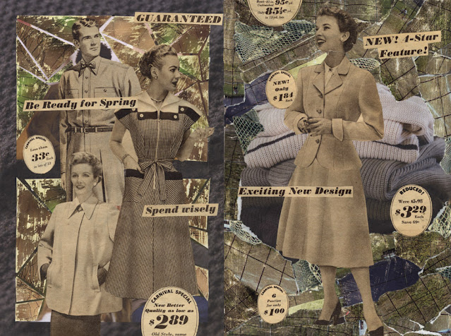 Collaged catalog with 1950s models