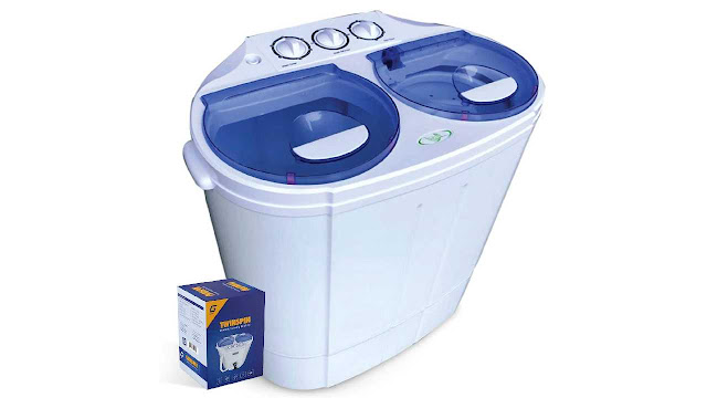 Garatic Portable Compact Mini Twin Tub Washing Machine w/Wash and Spin Cycle,