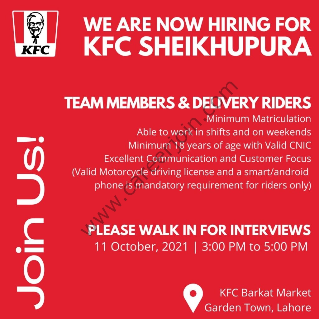 KFC Pakistan Jobs October 2021