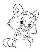 Raccoon smiles coloring page