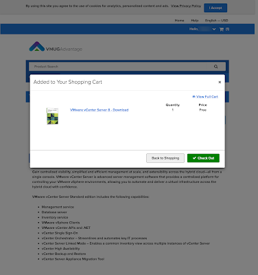 VMUG Headquarters 評価ライセンスカート追加