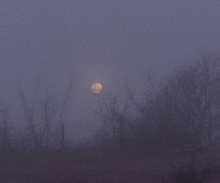 The moon through the fog