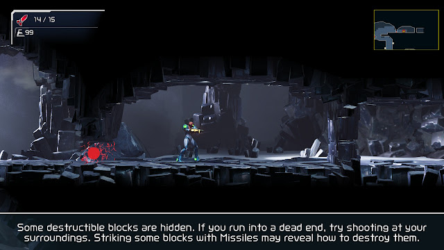 Metroid Dread dead end shoot at your surroundings tutorial text