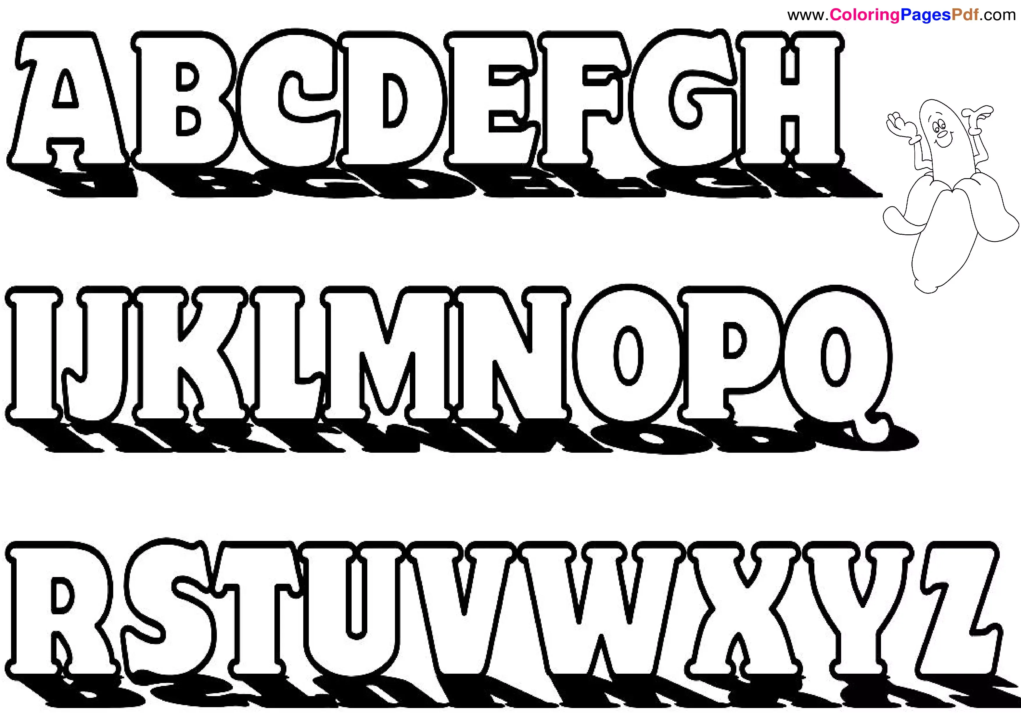 A to z alphabet coloring pages pdf