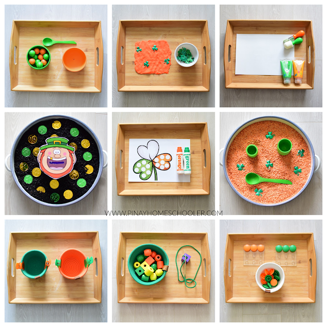 Montessori Inspired St. Patrick's Themed Activity Trays for Young Toddlers