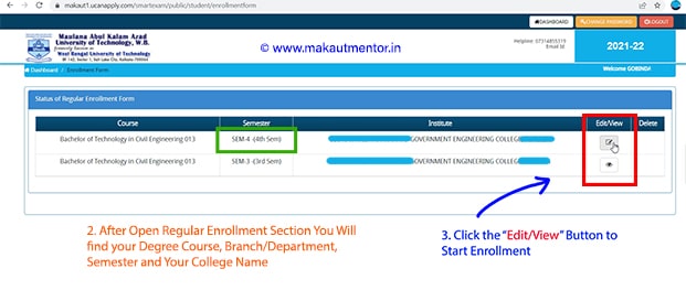 MAKAUT Enrollment (Notice) and Exam Update for Even Semester 2022