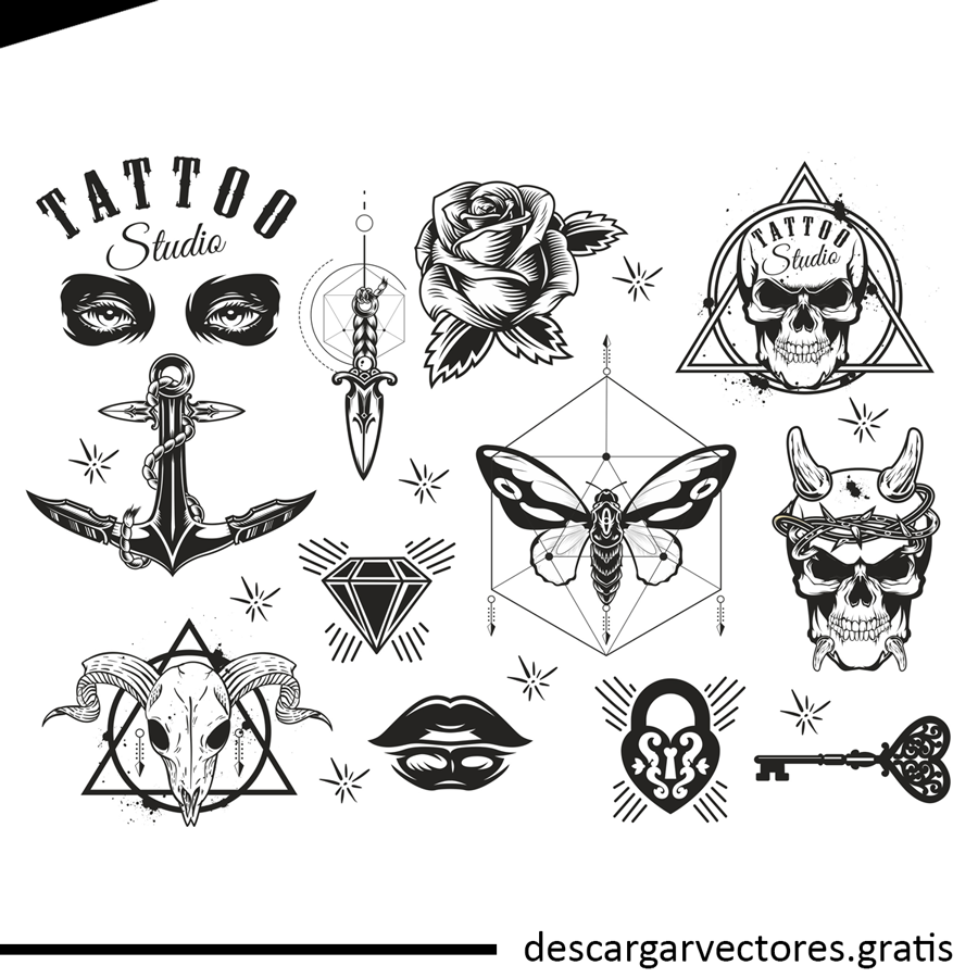 pack de tatuajes vectorizados