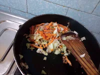 Vegetables frying for Egg Noodles Recipe