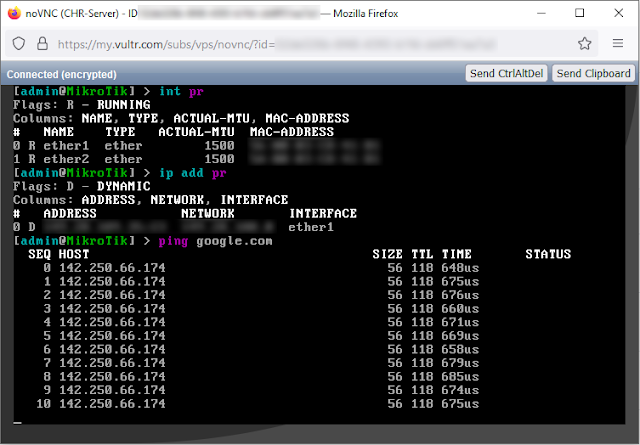 CHR Mikrotik berhasil terinstall