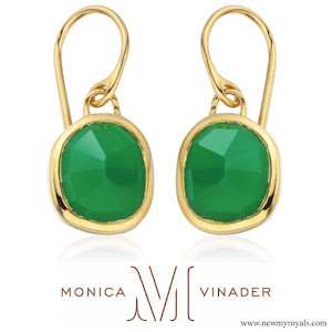 Kate Middleton wearing Monica Vinader Gold Vermeil Green Onyx Siren Wire Earrings