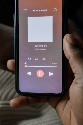 Podcast playing on smartphone
