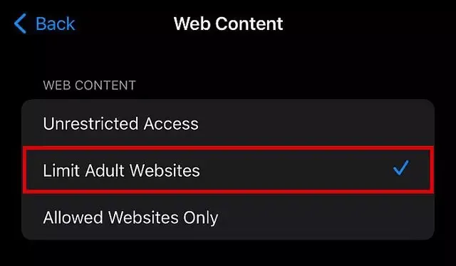حظر المواقع الاباحية و محتوى البالغين باستخدام قيود ايفون المدمجة