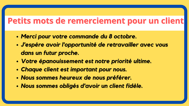 Petits mots de remerciement pour un client