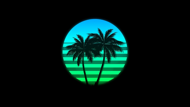 تنزيل_مجاني_خلفية_حية_Synthwave Sunset Palm Trees