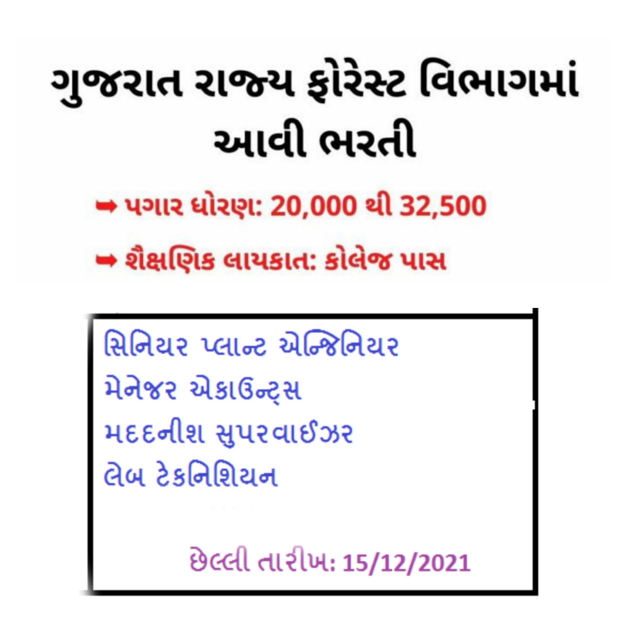 Forest Department Gujarat website,Forest Department Gujarat Recruitment 2021,Gujarat State Forest department,