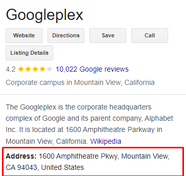 Google Business Address