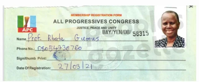 Alt: = "Professor Rhoda Gumus' APC membership card