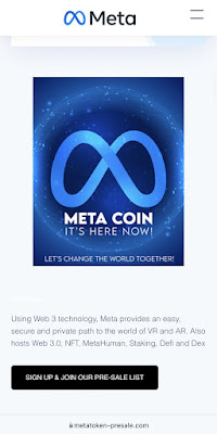 Fake Meta token presale site.