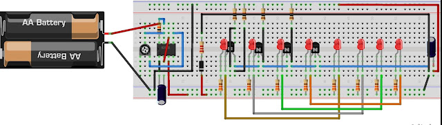 Led Berjalan Running Led Dengan IC 555 dan Transistor bc547