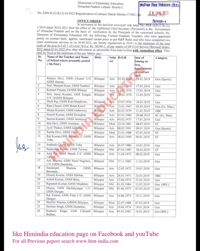 TGTs(Arts/NM/Med.) Regularization orders