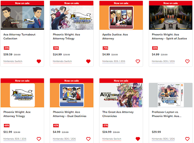 Nintendo eShop 3DS Ace Attorney sale CAPCOM Publisher March 2022 5 dollars 83% off