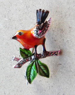 Small enamel robin brooch vintage by BJL