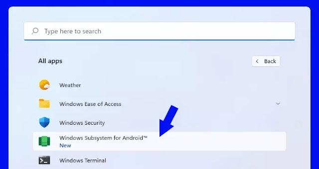 Windows Subsystem untuk Android all apps
