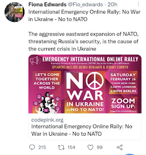 Stop The War Tweet - No To War, No to NATO