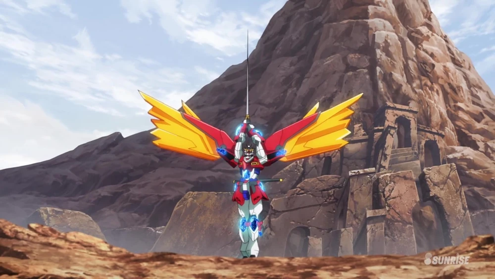 “Imagen del Shin Burning Gundam, un Gunpla presentado en Gundam Build Metaverse”.