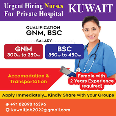 Nurses Required for Reputed Private Hospital In Kuwait