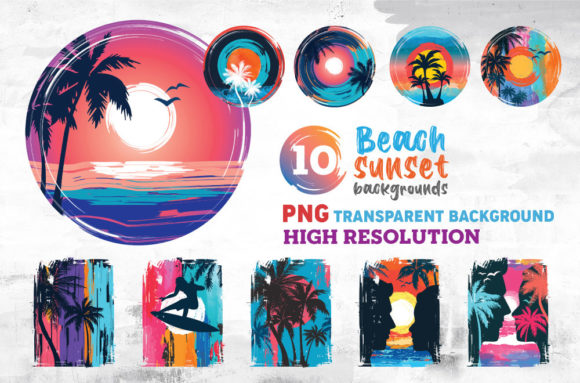 Download Download Beach Sunset PNG Colorful Background POD Ready Compatible with Cameo Silhouette Studio, Cricut and other cutting machines for any crafting projects.