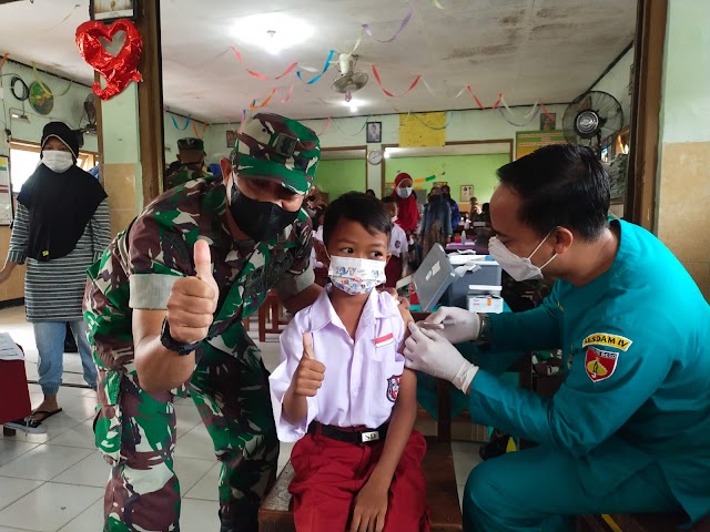 Kodim Sukoharjo gelar Serbuan vaksinasi anak 6-11 tahun di wilayah Kec. Mojolaban