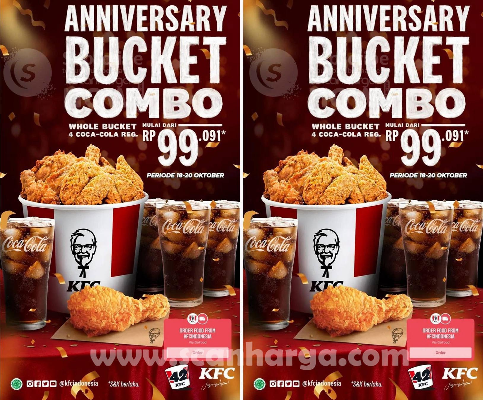 Promo KFC Annivesary Bucket Combo Harga Mulai Rp. 99.091