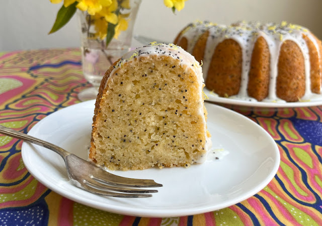 Food Lust People Love: Rich, tender and oh, so flavorful, this lemon poppy seed ricotta cake is speckled, with seeds but also tiny dots of the soft white ricotta cheese. The tart lemon glaze with the sprinkle of zest and more poppy seeds is a tasty addition.