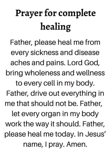 Prayer for complete healing