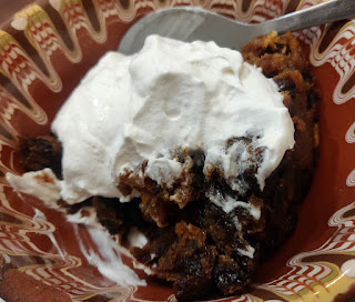 Christmas Pudding with whipped cream