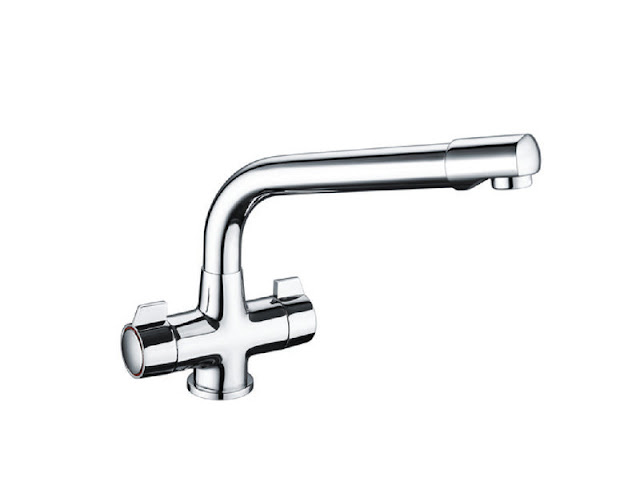 Brass Twin Lever Kitchen Mixer Tap