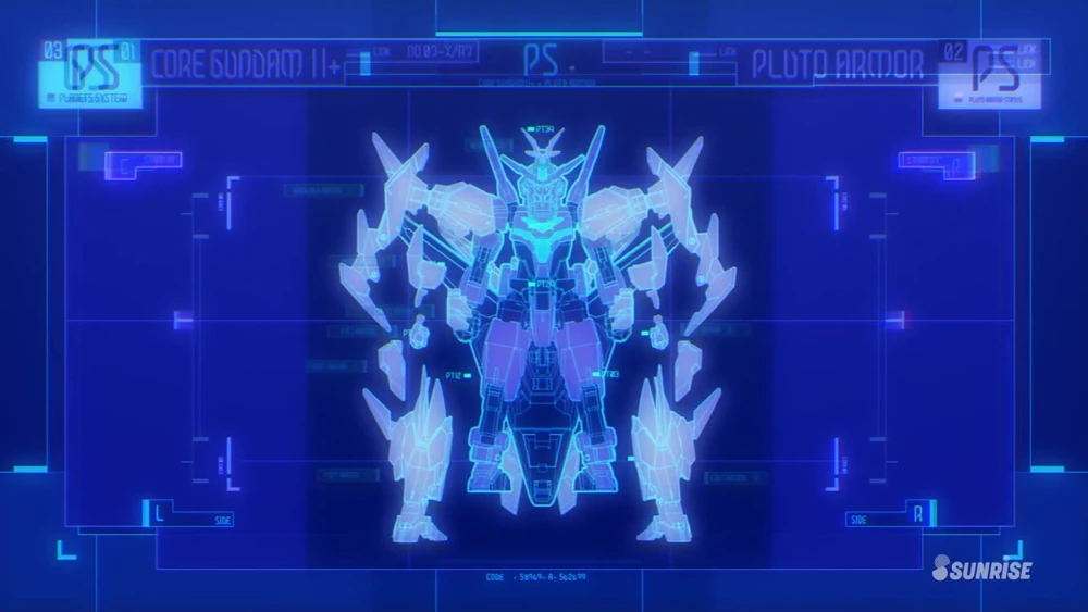 “Imagen del Core Gundam II Plus, un modelo de Gunpla que aparece en Gundam Build Metaverse”.