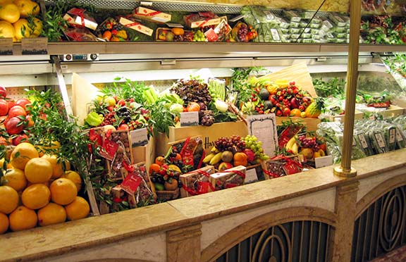 Fruit counter in Harrods food hall