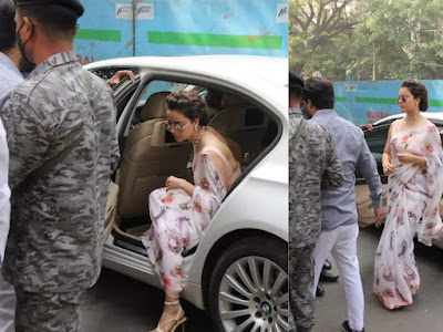 Kangana Ranuat arrived at the Khar Police Station in Mumbai to record her statement