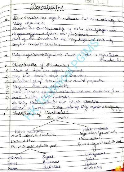 Biomolecules Notes - Introduction, Classification, Chemical Nature 2nd Semester B.Pharmacy Lecture Notes,BP202T Pharmaceutical Organic Chemistry I,BPharmacy,Handwritten Notes,Important Exam Notes,BPharm 2nd Semester,