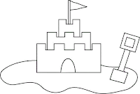 Coloring page of a palace in the sand