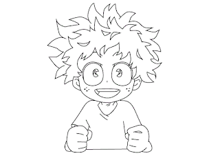 Coloring pages of Izuku Midoriya Deku to print for free