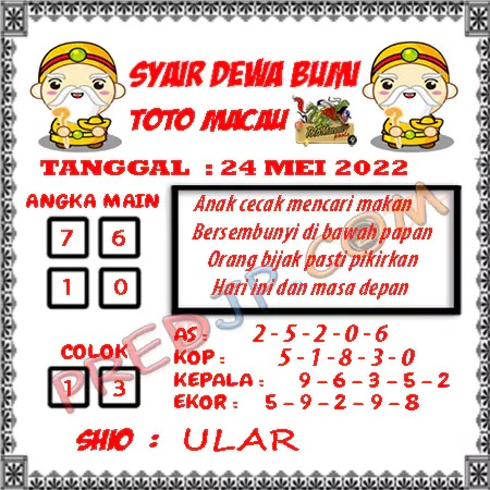 Prediksi Dewa Bumi Togel Macau Pools Rabu 24-05-2023